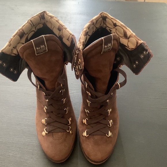 suede coach heeled boots - Picture 2 of 6